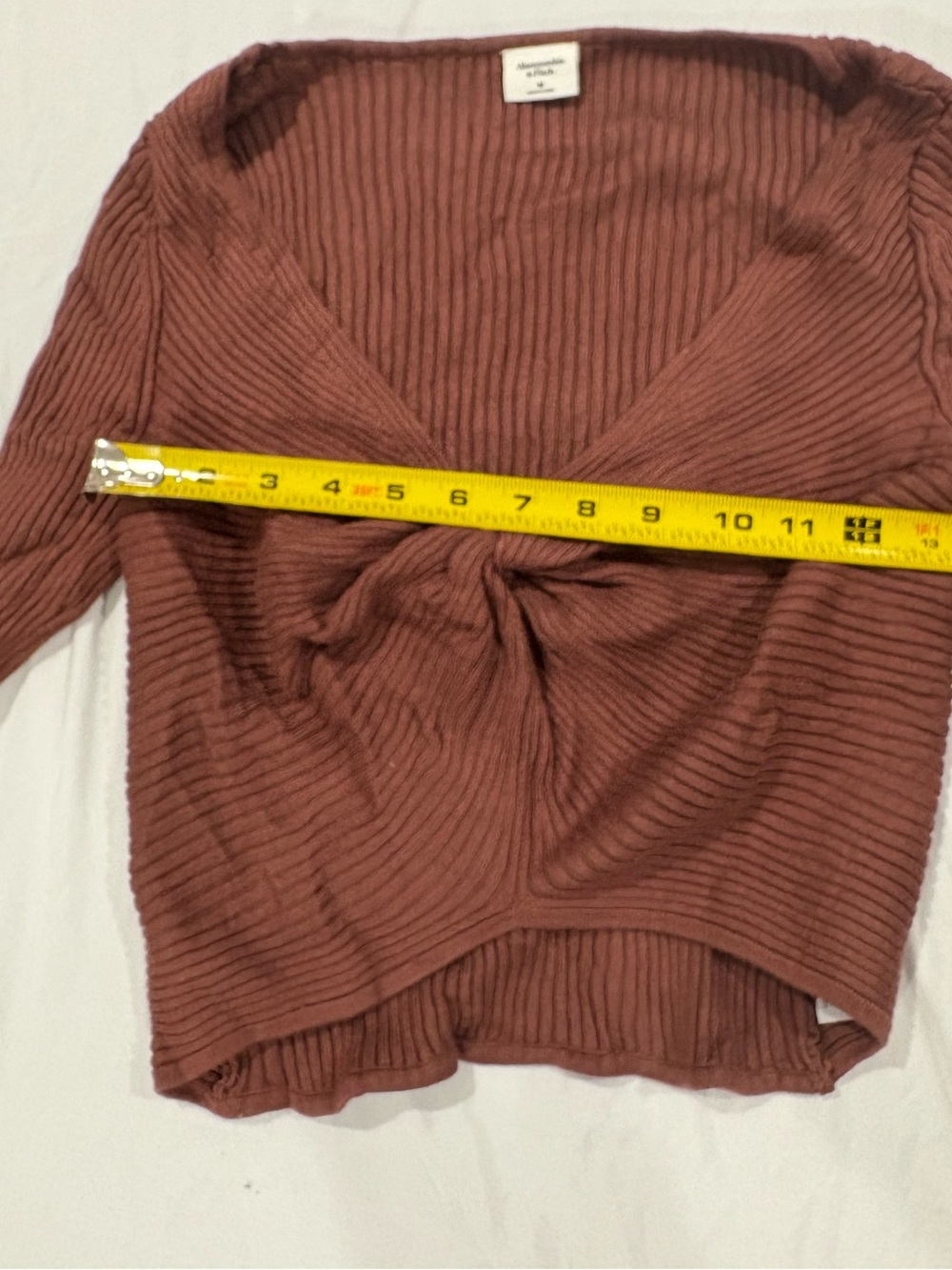 Abercrombie & Fitch Ribbed Twist Front Long Sleeve Top - Brown - Picture 6 of 6